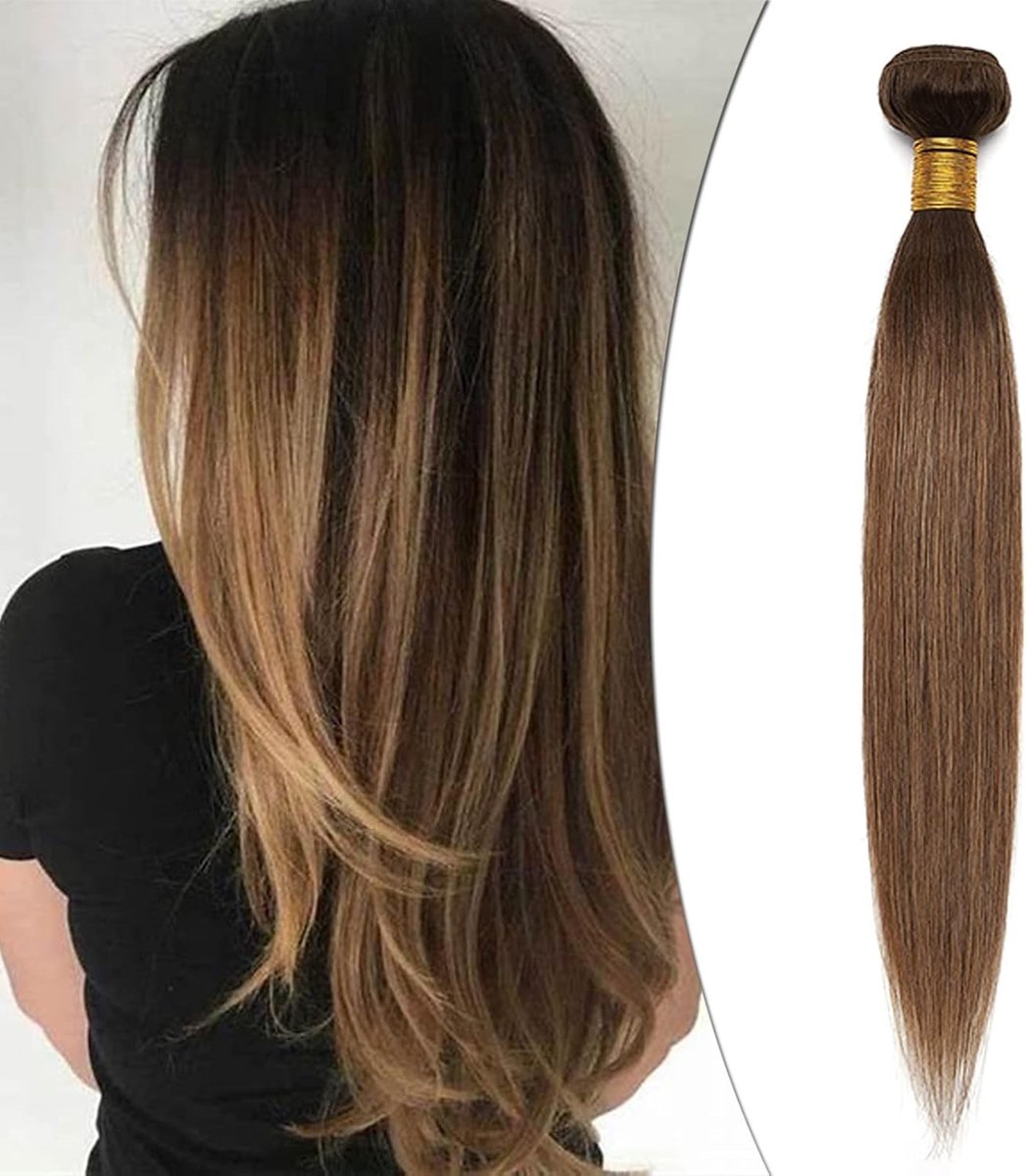 Braziliaanse Menselijke Haar Bundels - 100% Onbewerkte Body Wave Weave Extensions in Medium Bruin/Maroon, 50 cm Lang voor Natuurlijke Haarstijl