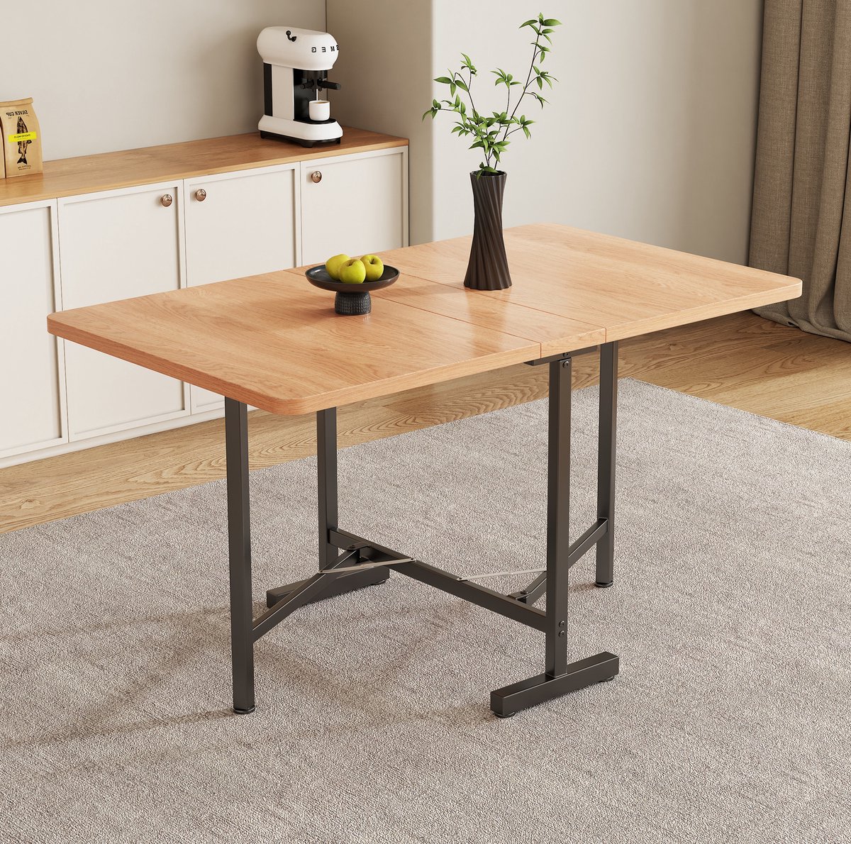COVREO Eettafel 120x80 cm American White Oak, MDF opklapbaar uitschuifbaar