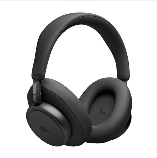 Zwarte JBL Live 780NC draadloze noise cancelling koptelefoon met logo op de oorschelpen.