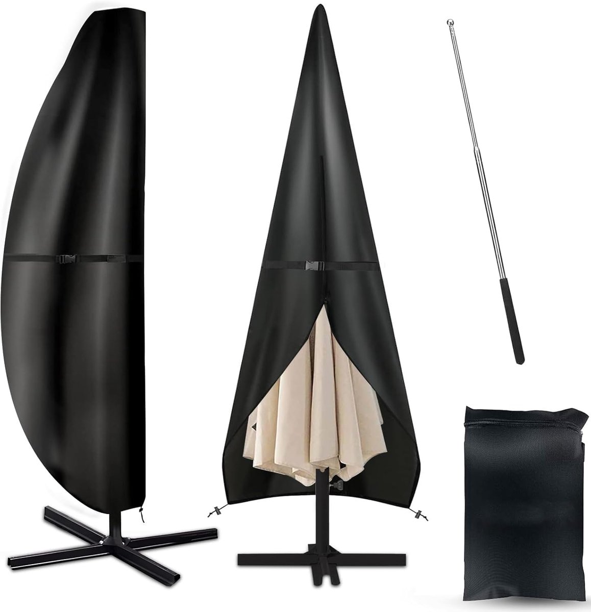 Parasol beschermhoes 3M - 420D Oxford stof - UV-bestendig en waterdicht - Eenvoudig te plaatsen met pole - ShopVlot