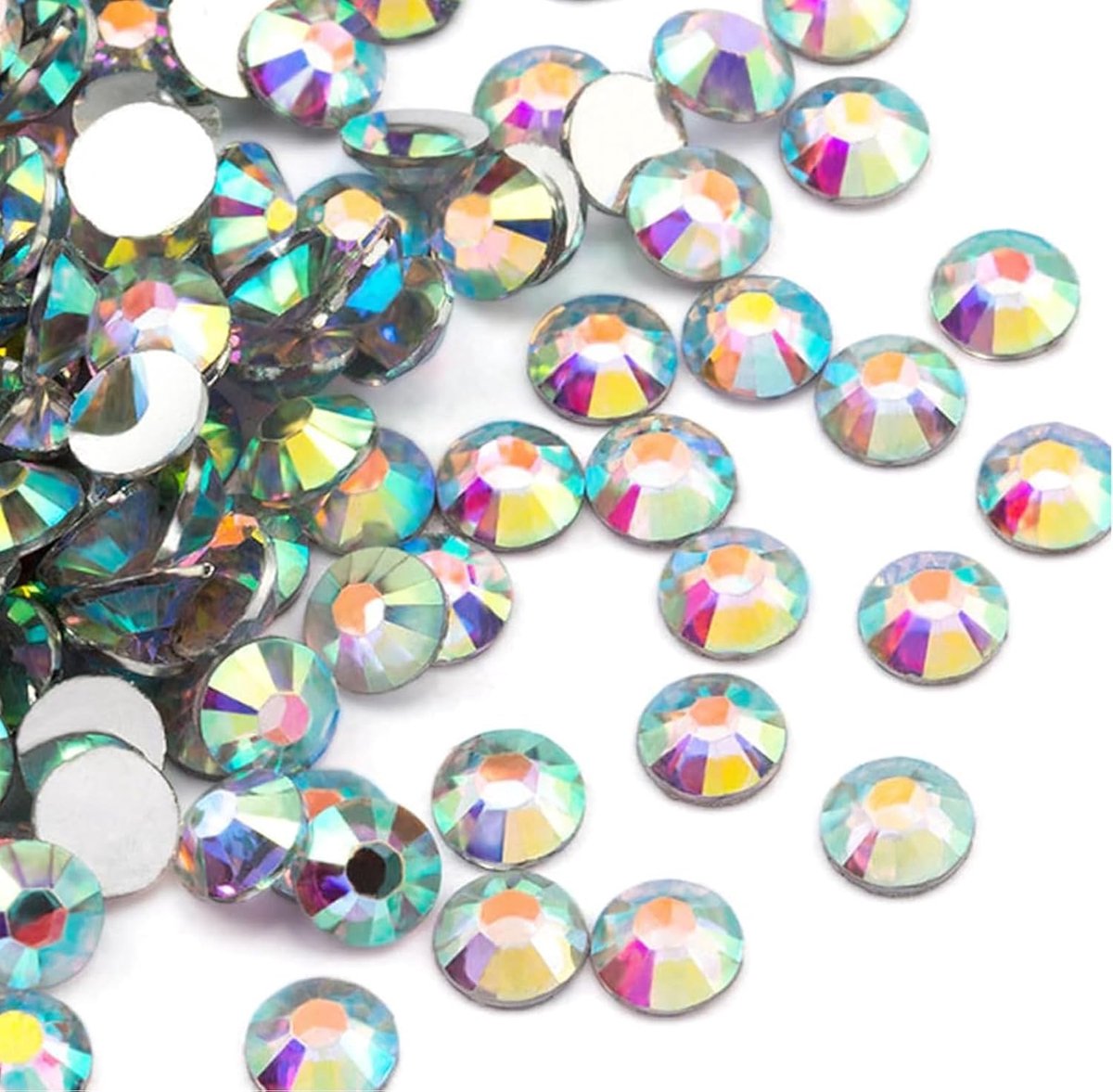 Strassteentjes, ronde kristallen, steentjes voor nagels, doe-het-zelfdecoratie, kleding, telefoonhoesjes, schoenen, tassen (wit-AB)