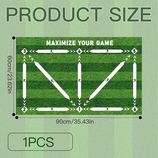Voetbal Trainingsmat - Dribbel Mat - Balcontrole Verbeteren - Antislip Onderkant - 60 x 90 cm - Zwart — afbeelding 5