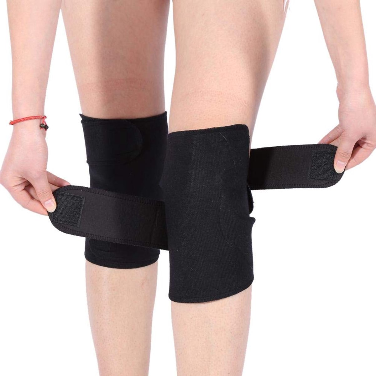 Kniebandage, 1 paar zelfverwarmende kniebanden, toermalijn, kniebeschermers voor dames en heren, van elastisch weefsel