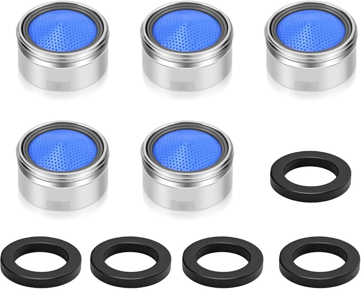 M22 voor kranen, 5 stuks straalregelaar M22 waterfilter waterfilter kraan zeef inzetstuk mengmondstuk inzet, perlatoren kraan opzetstuk bubbler voor badkamer, keuken