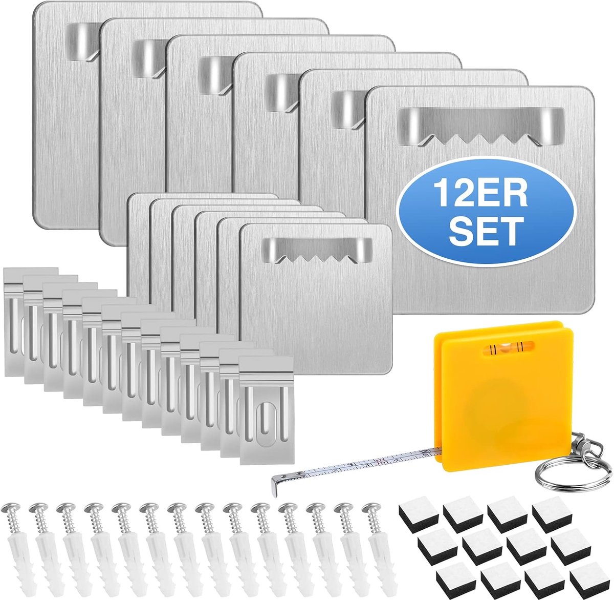 12 stuks zelfklevende haken, houders voor foto's en spiegels, ophanghaken zonder boren voor het ophangen van foto's, spiegels, spiegellijst, fotolijst