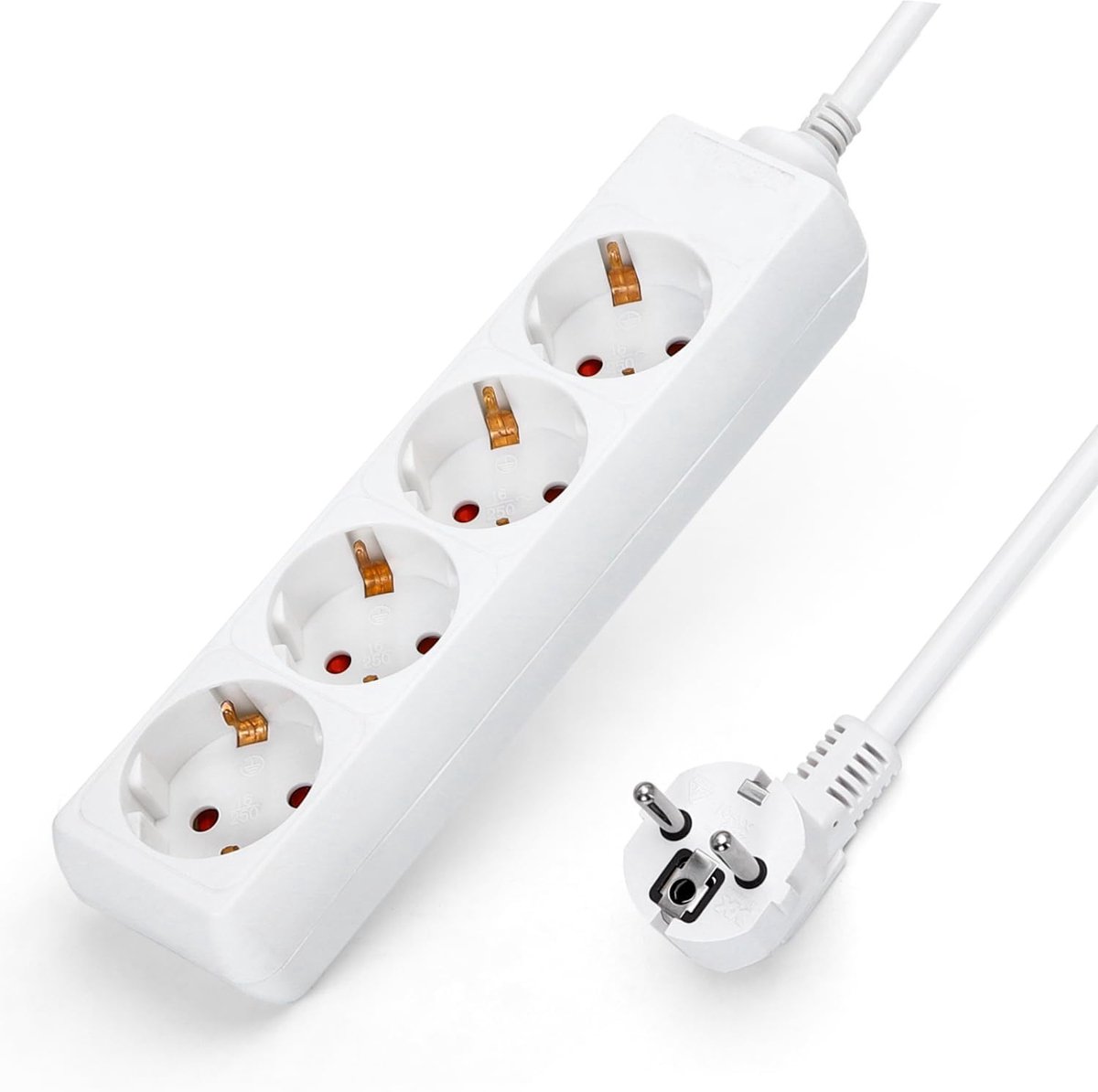 Stekkerdoos 4-Voudig met Overspanningsbeveiliging Kinderbeveiliging, 1.5 m Kabel Wit (4-voudig, 1.5m)