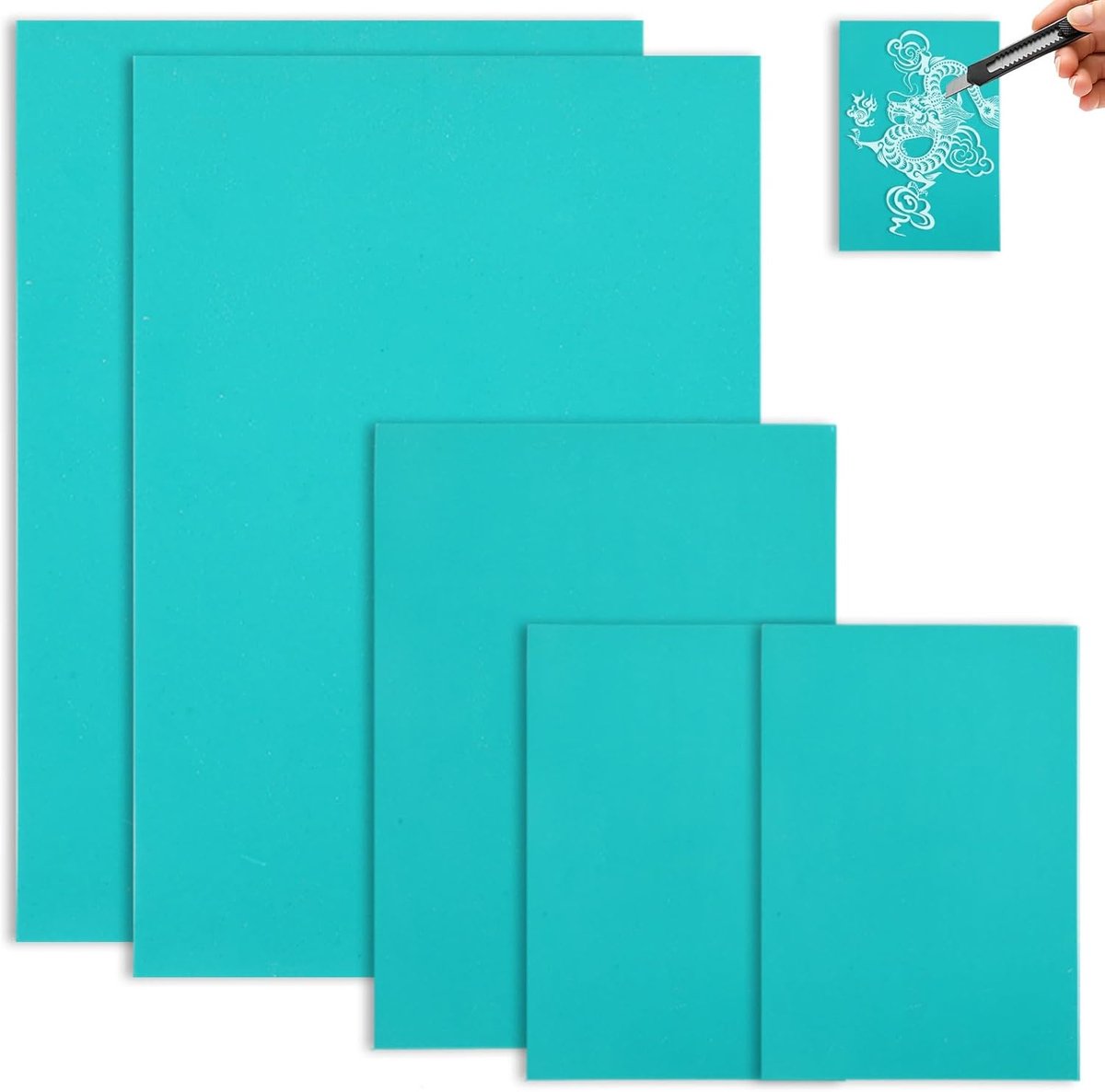 5 stuks zachte rubberen linolplaten, linoldruk, set, linoleum snijset, linoleum snijset linolplaten voor linolsnijplaten, linoldruk, graveren, linoleum plaat (2A4 + A5 + 2A6)