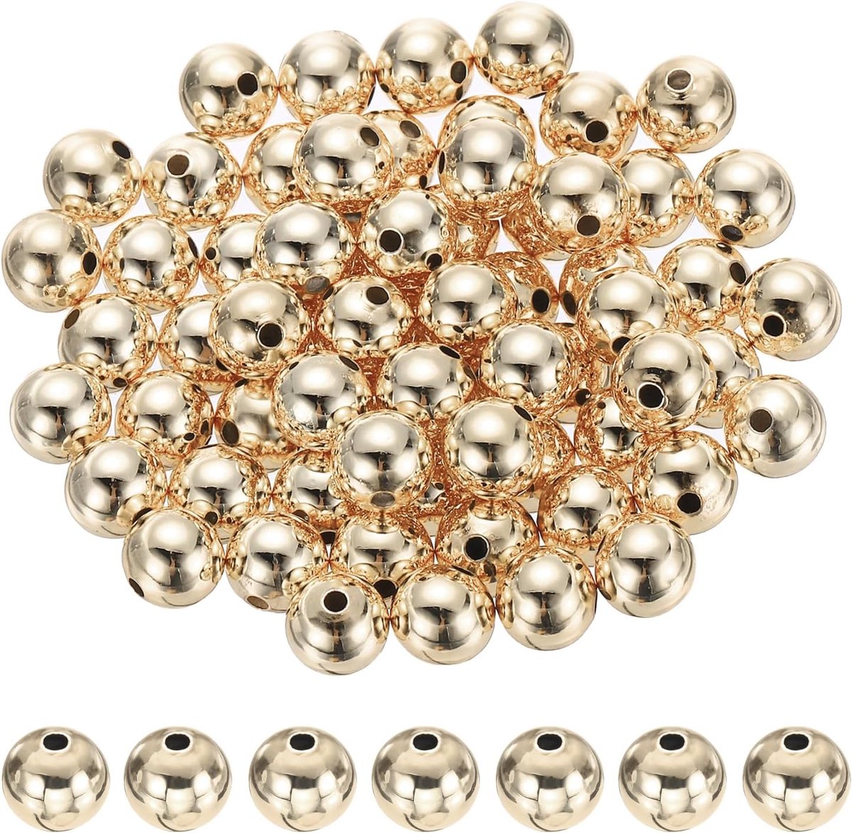 Kralen, 64 stuks 8 mm metalen gladde ronde bal kralen voor armband sieraden maken ketting doe-het-zelf