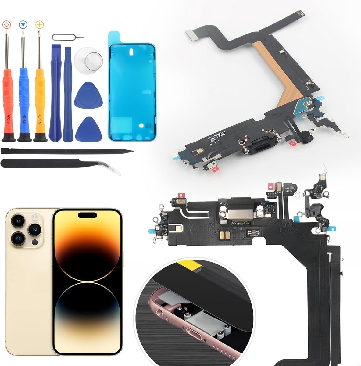 Oplaadaansluiting compatibel met iPhone 14 Pro Max A2894 A2651 A2893 A2895 USB dock connector voor iPhone 14 Pro Max flexibele kabel oplaadpoort oplaadaansluiting vervanging