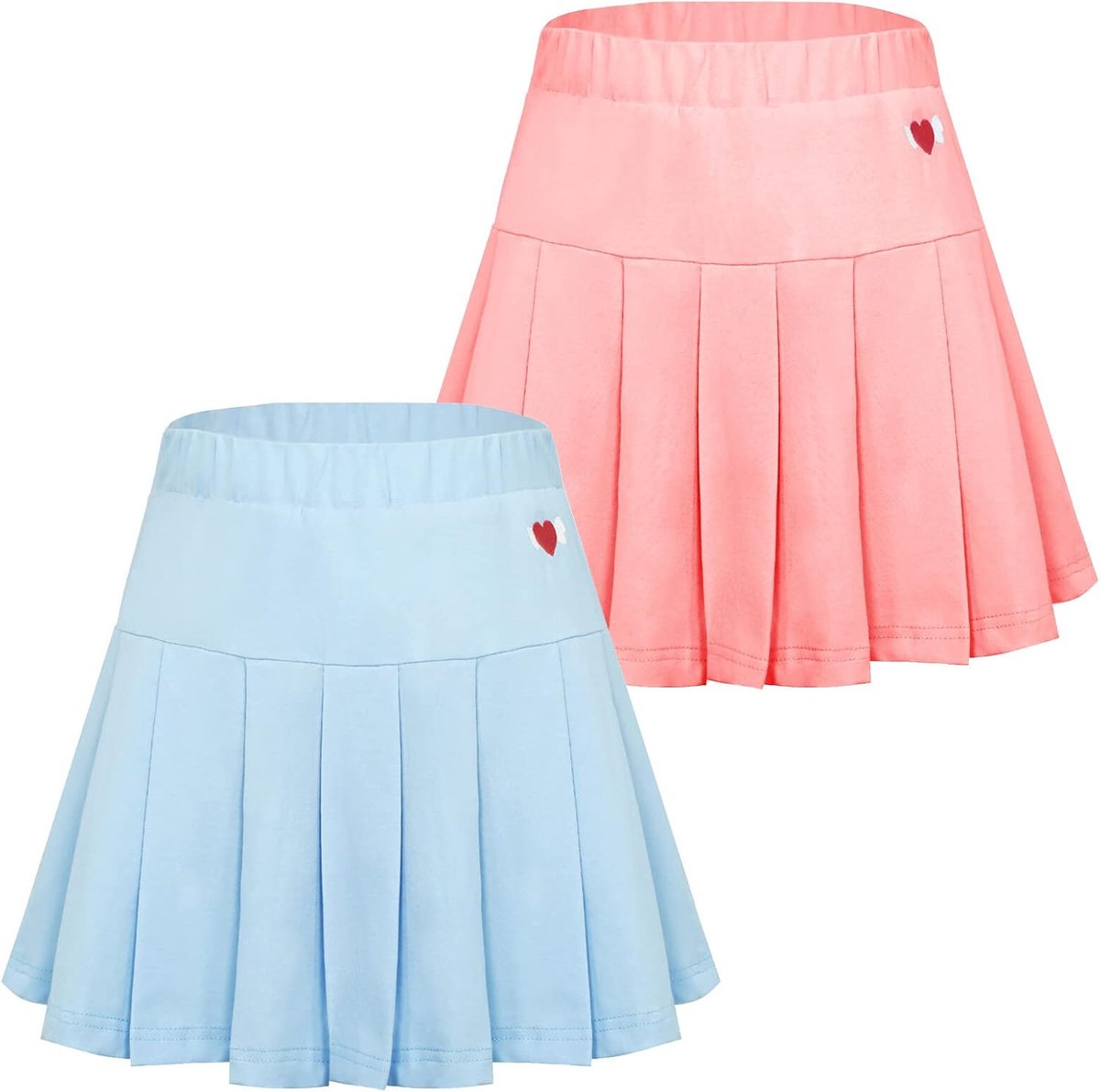 Plooirok voor kinderen, meisjes, skaterrok met broek, effen, sportrok, tennis, basic, plissé-rok, schattig katoen, 100-155 cm