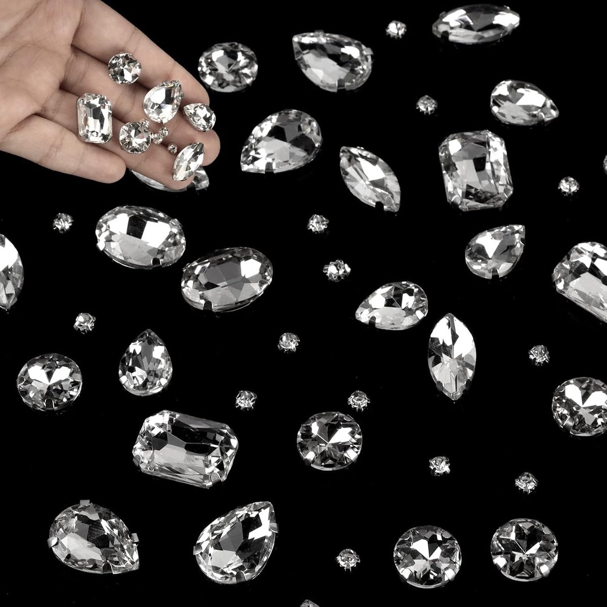 186 Stuks Strass-steentjes om op Stof te Naaien - Decoratieve Randen voor Doe-het-zelf Kleding en Bruidsschoenen Accessoires