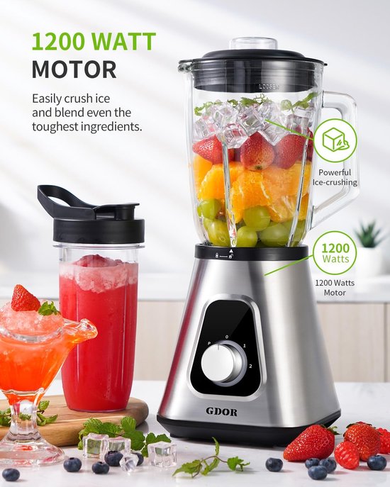 Krachtige Blender - Keukenmixer - Smoothies Maken - Zelfreinigend - 1.5 Liter Pot - Zilver — afbeelding 4