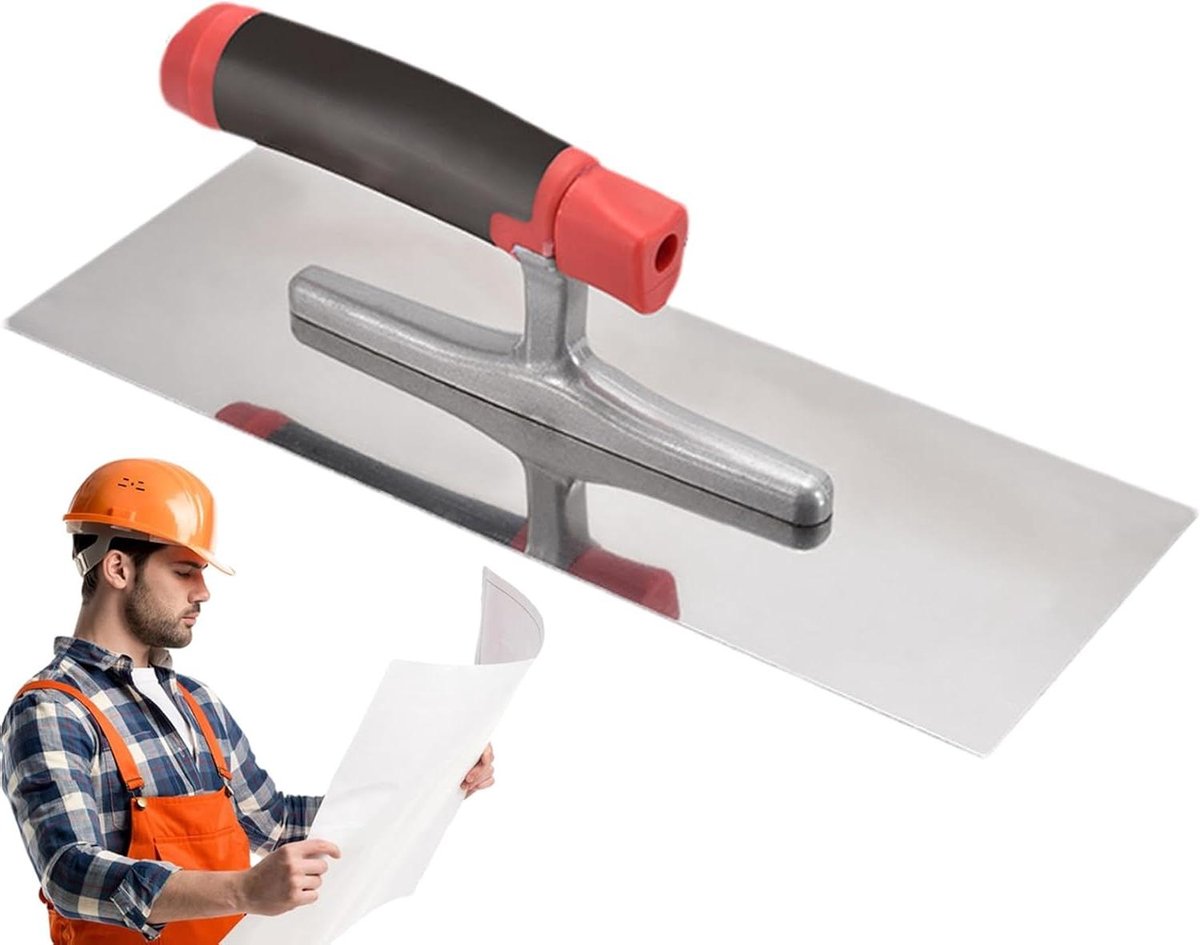 Metselwerk Troffel - Beton Tool Stukadoorsgereedschap - Voegen en Afwerken - Roestvrij Staal - 300x110mm - Enkele Attribuut