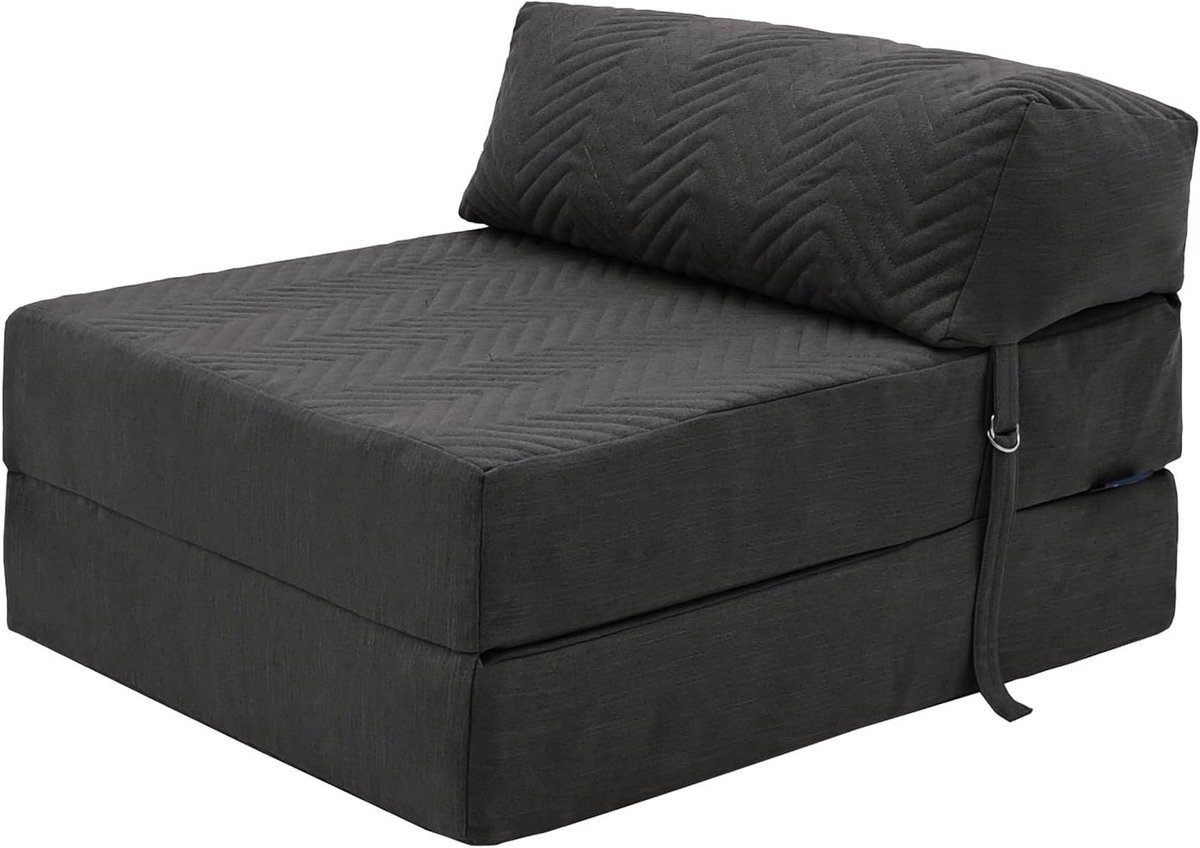 Opklapbed Matras - Z bed Gastenmatras - Logeren Comfortabel - Ergonomisch Ontwerp - 60 x 168 cm - Houtskool