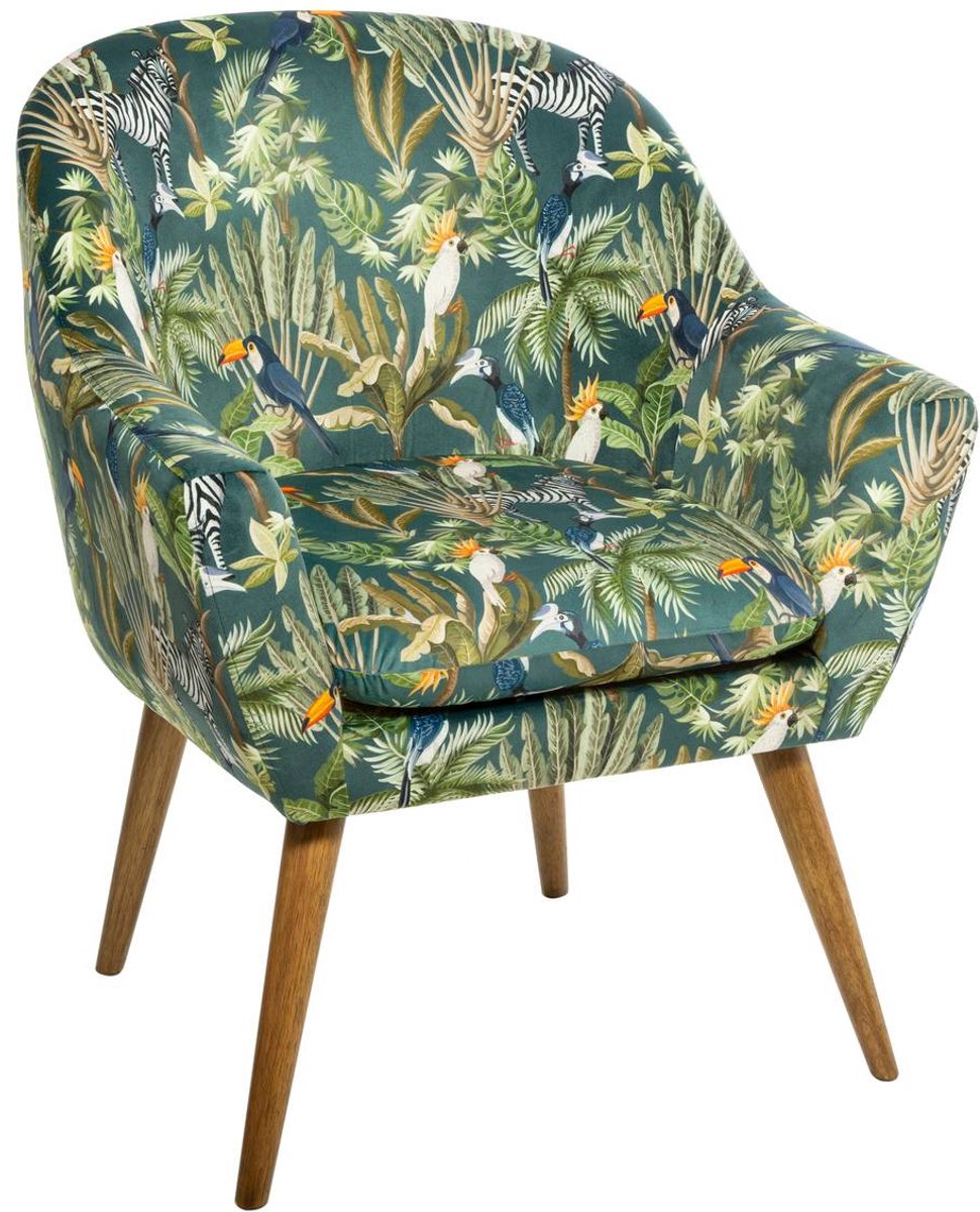 Fauteuil van fluweel met jungleprint SANGO