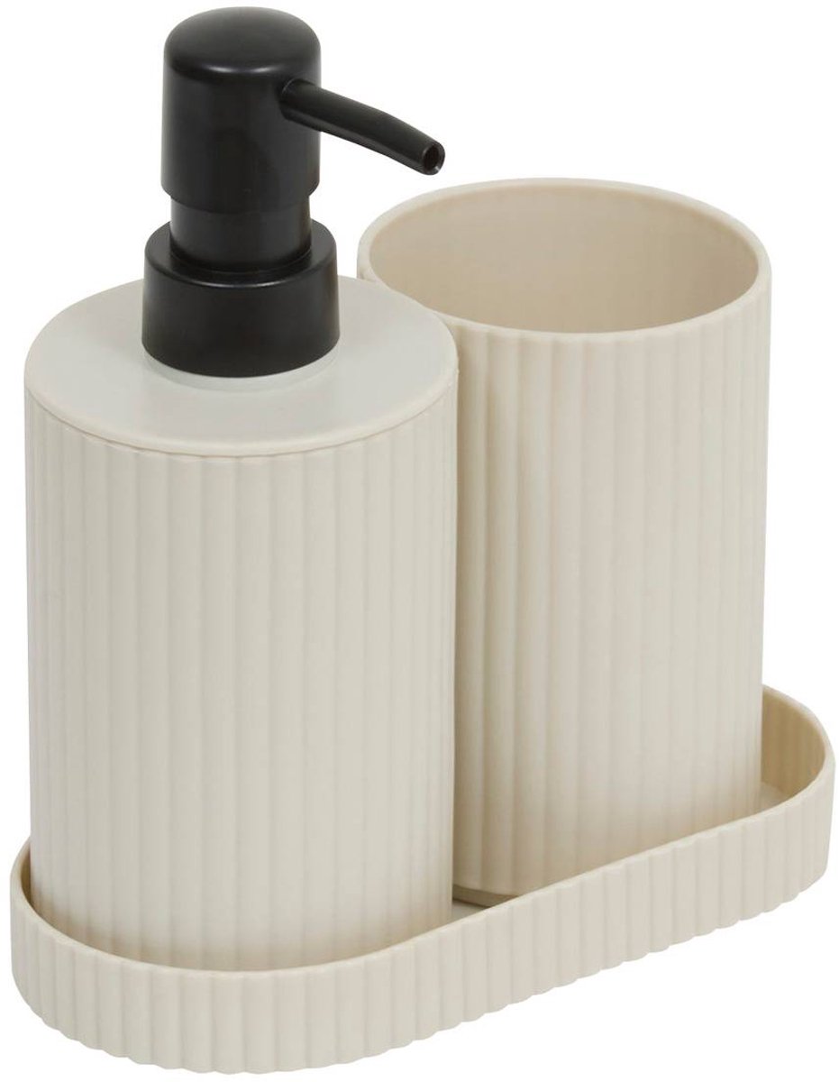Set met zeepdispenser en geribbelde ECO-beker