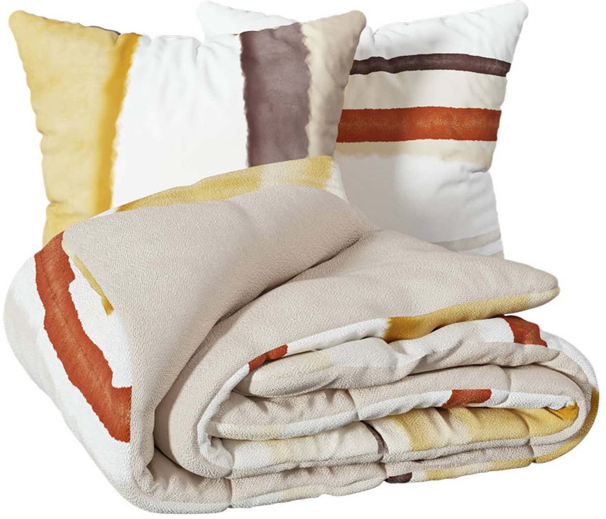 Beddenstel met print van katoenpercal HANA