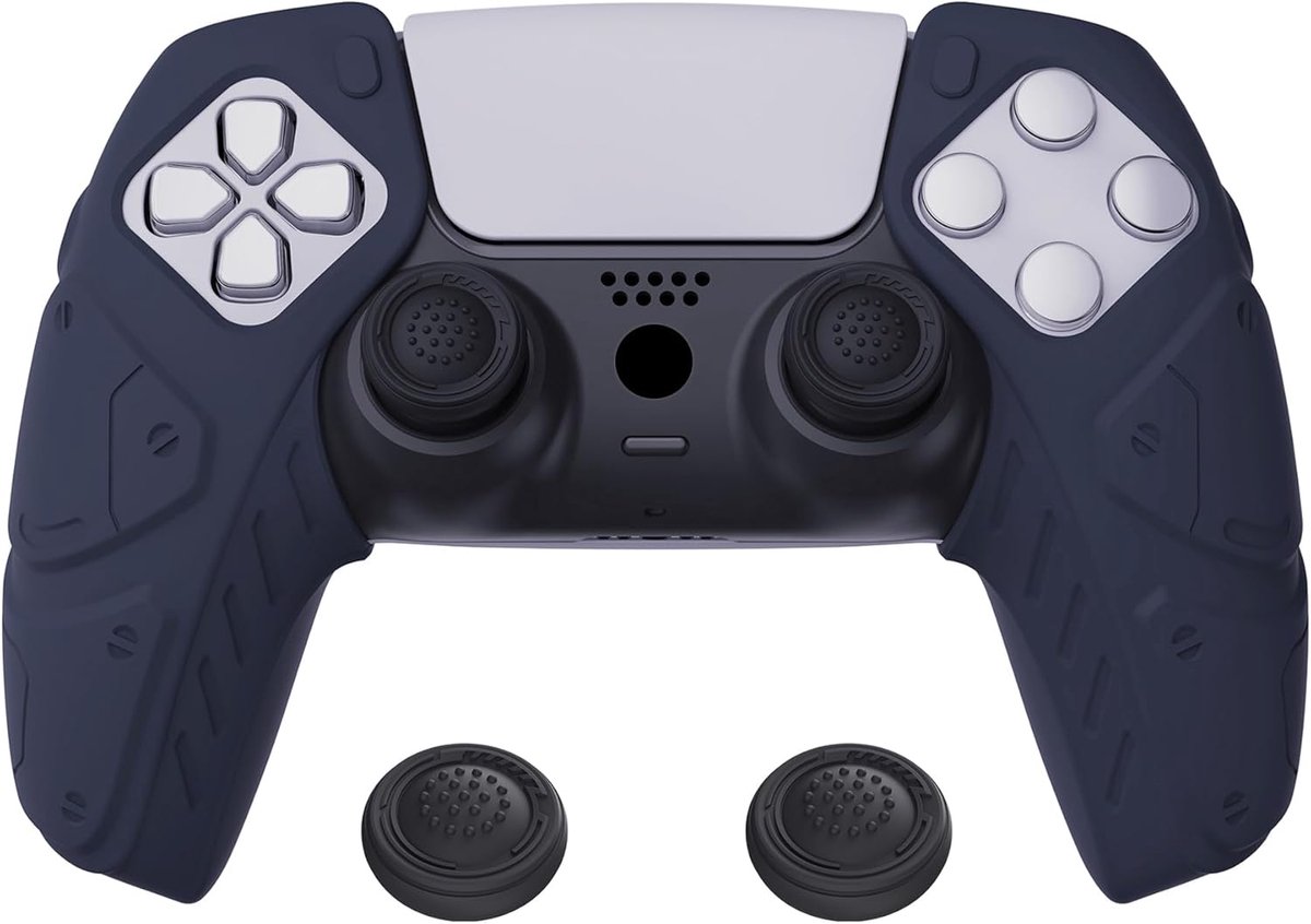 SnelShoppen - Ergonomische Beschermcase voor PS5 Controller, Zacht en Antislip Siliconen Skin met Thumb Grip Caps, Mecha Editie (Midnight Blue), Compa