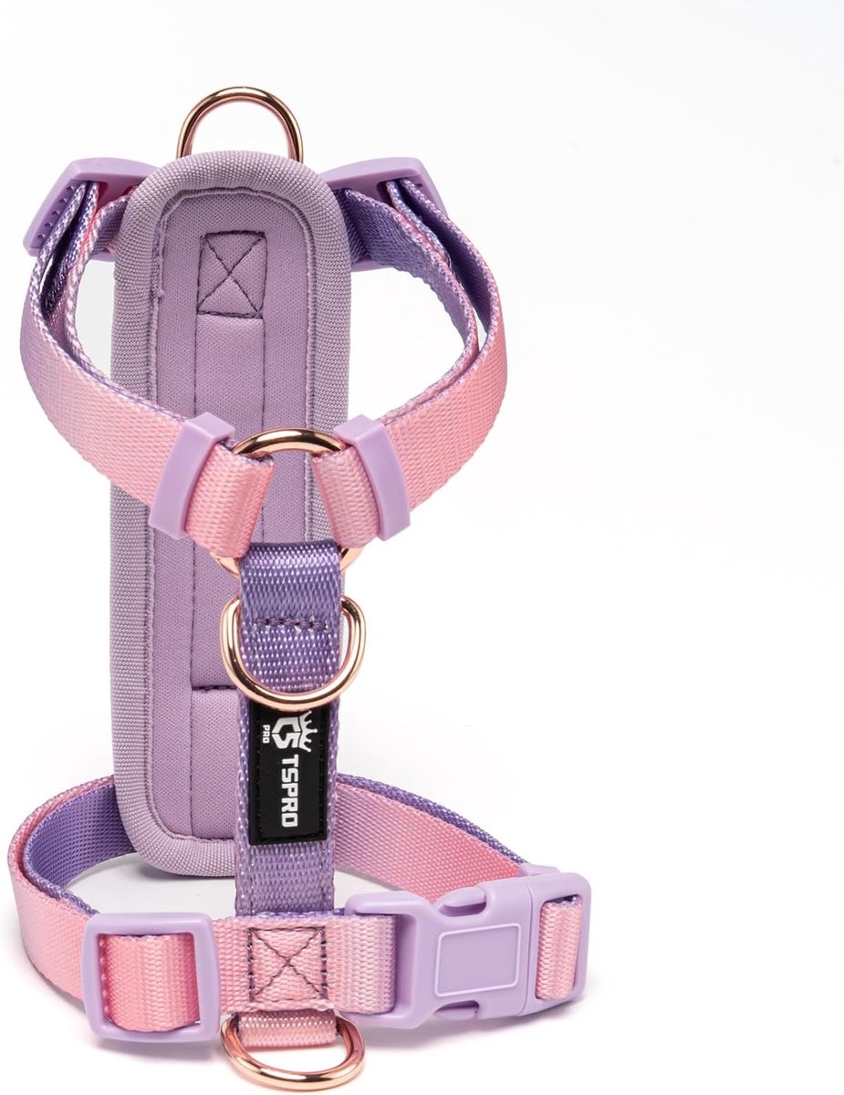 Hondentuig Medium - Verloopkleur roze-paars - Ademend polyester - Voor wandelen en rennen - SnelShoppen