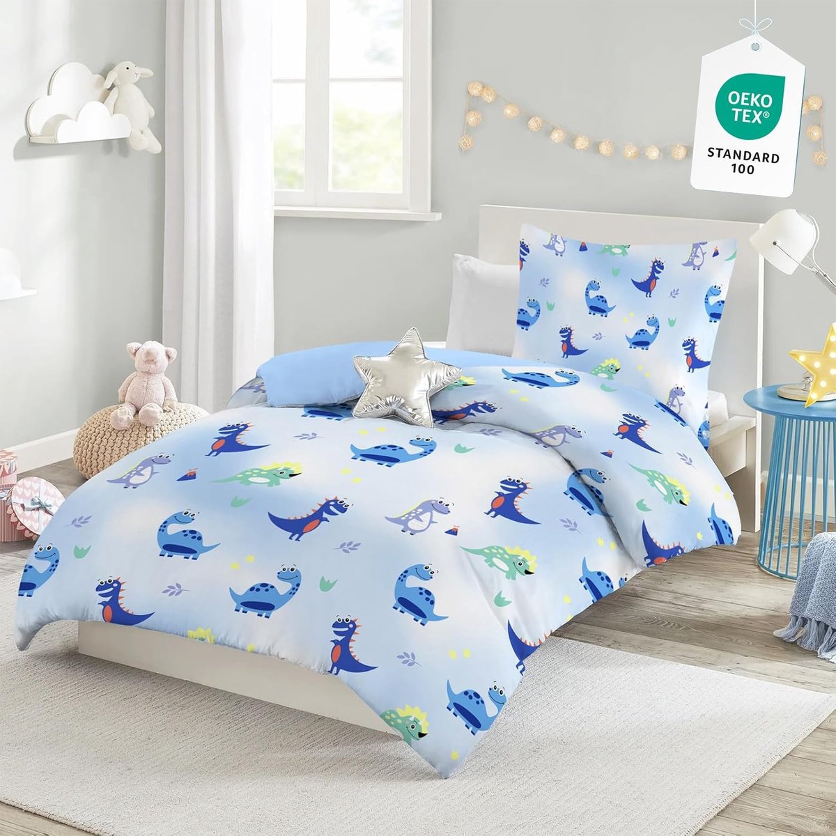 Kinderbeddeken 135 x 200 cm - Microvezel met voertuigen - Inclusief verkeersborden - SnelShoppen