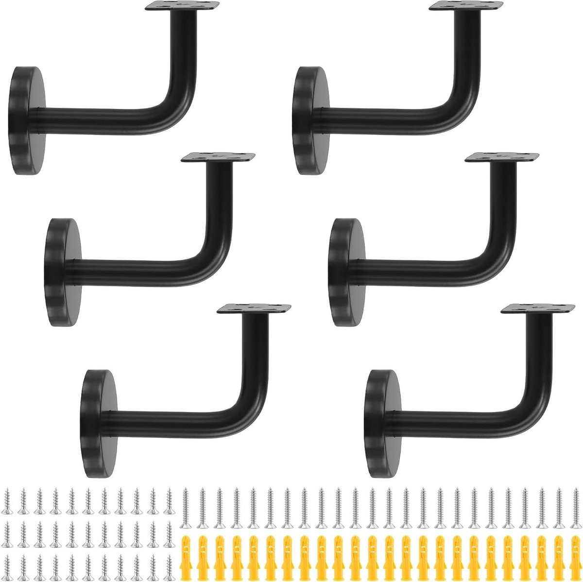 Leuninghouders - Wandsteunen Trapleuning - Trappen Beveiligen - Roestvrij Staal Zwart - 60 x 80 mm - Zwart