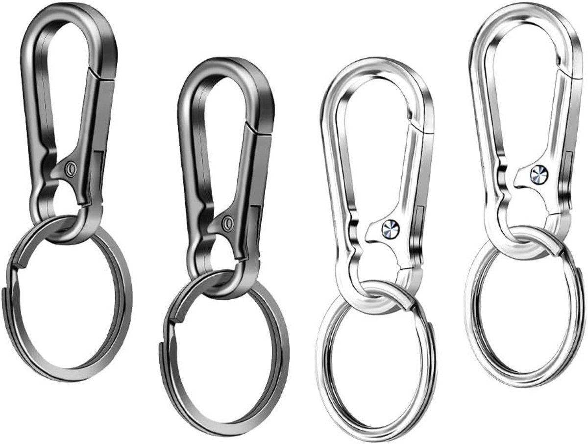 Karabijnhaak Sleutelhanger - Sleutelring Haak - Dagelijks Gebruik - Roestvrij Zinklegering - 4.8 cm Lengte - Zilver en Zwart