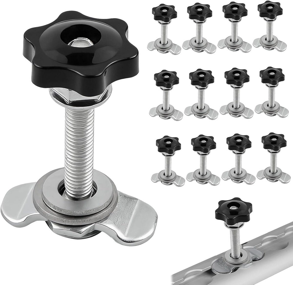 Pack of 12 Airline Rail Fittings, M8 x 60 Airline Rails Accessories End Fittings, Galvanized Airline Socket, Screw - ShopVlot