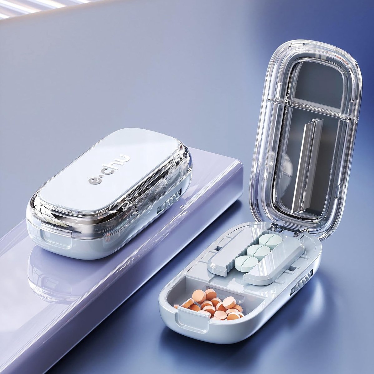 Tablet Splitter(Starlight Blue With Brush Tweezers) Pill Cutter;Pill Splitter for Small or Large Pills Cut in Half - ShopVlot