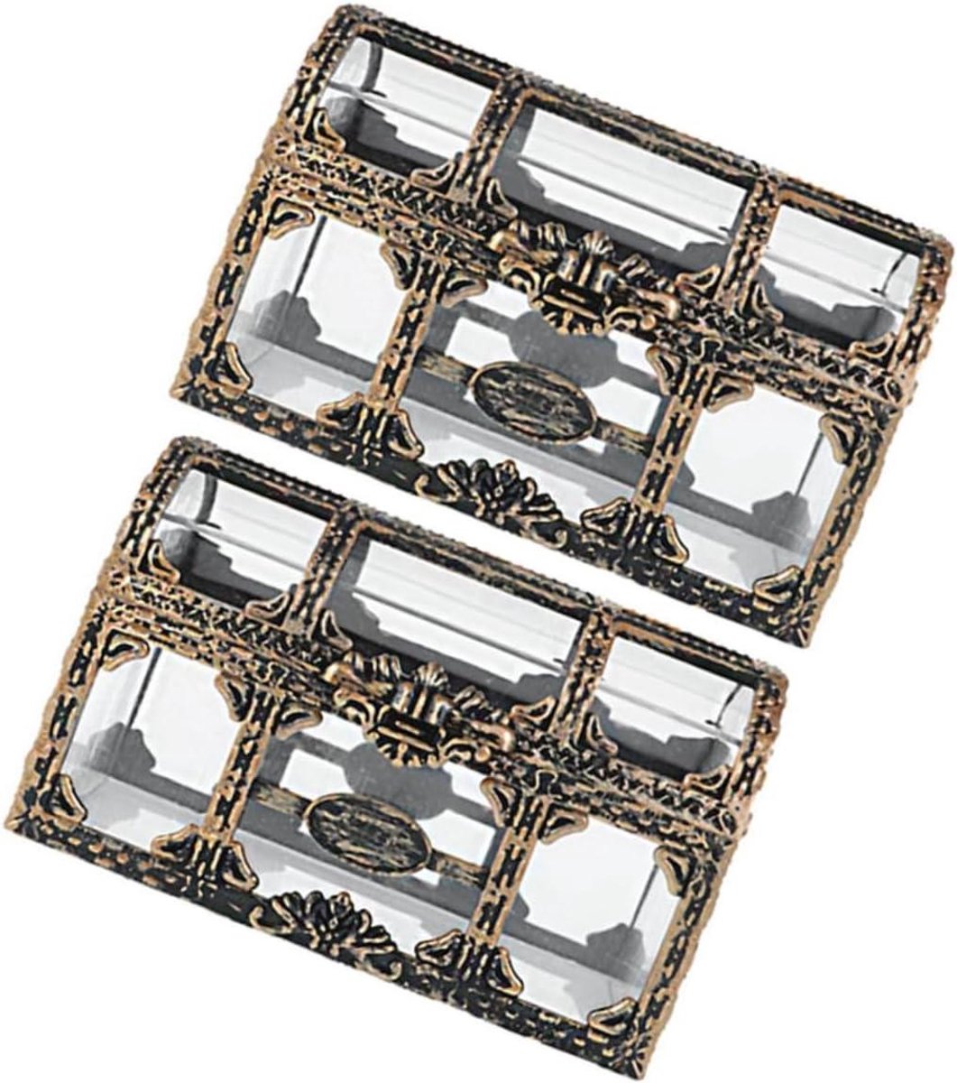 Transparante Schatkist - Juwelenkistje Decoratie - Opbergen Decoratie - Vintage Stijl - 10.5 cm - Donkerbruin