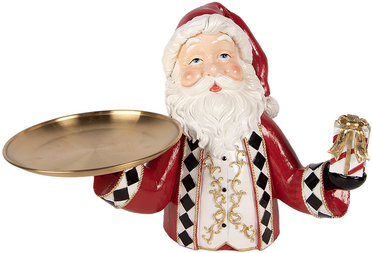 Clayre & Eef Kerstdecoratie Beeld Kerstman 35x22x25 cm Rood Kunststof