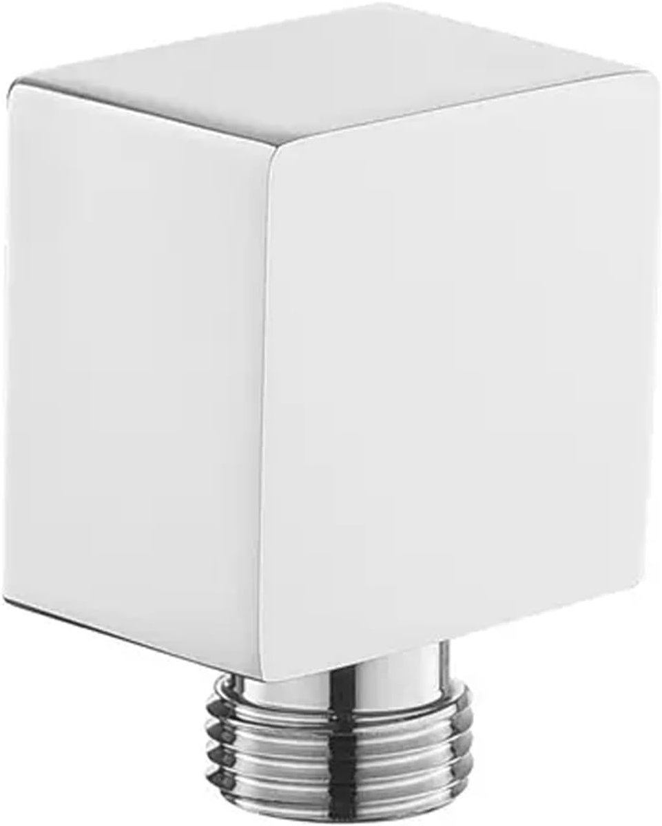 SnelShoppen - Chrome Messing Wandterminal Arc, G1/2 Wandterminal Hoek voor Verborgen Muurmontage, Doucheuitgang Hoek (Zilver Vierkant)