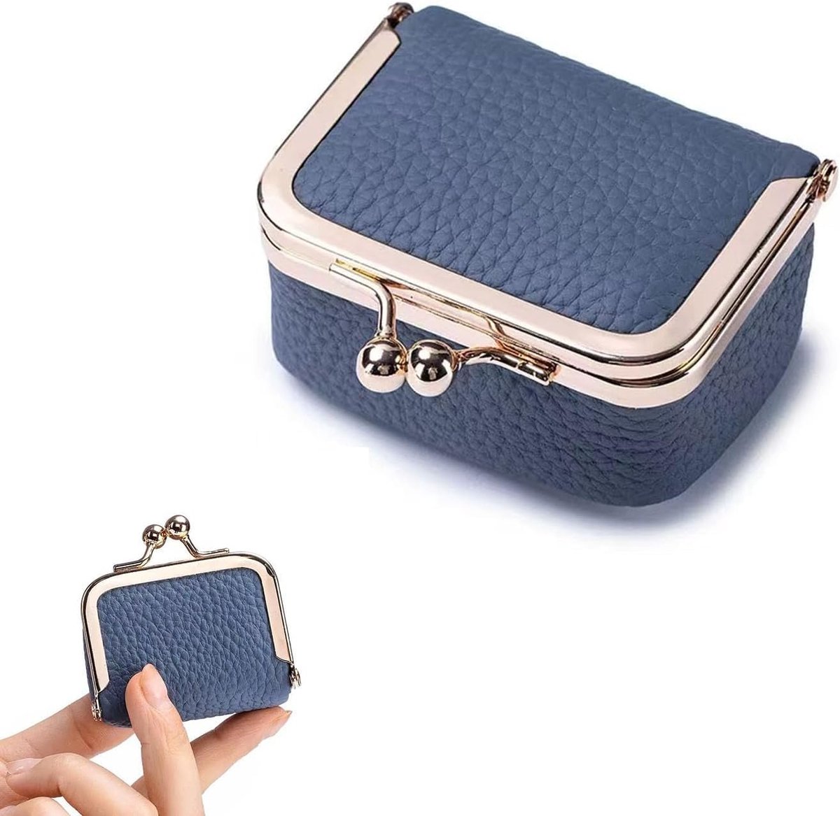 Mini sieradenbox - echt leer - vintage blauw - perfect voor travel - SnelShoppen