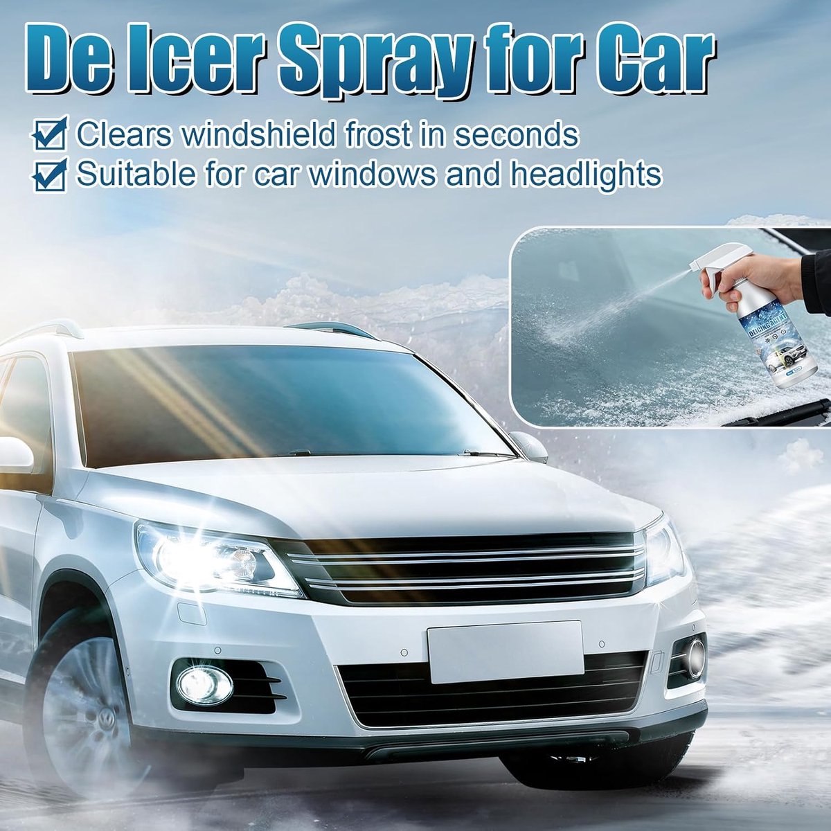 Vibbang Car Defrost Spray, 60 ml, Quick Acting Windscreen Defrost Spray, Quick Defrost Spray, An Essential Winter - ShopVlot