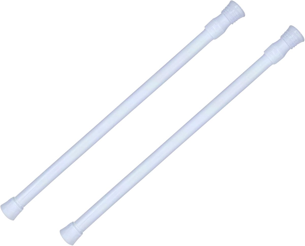 SnelShoppen - Pack van 2 Uittrekbare Kledingrails 30-50 cm Antislip Uittrekbare Gordijnroede Zonder Boren met Veer voor Raam, Kasten, Schoenenkasten,
