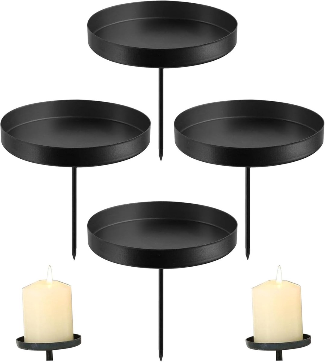 SnelShoppen - Set van 4 Adventskrans Kaarsenhouders - Zwart - 8 cm - Kerst Tafeldecoratie zonder Chuck - Wreath voor Planten - DIY Adventskalender