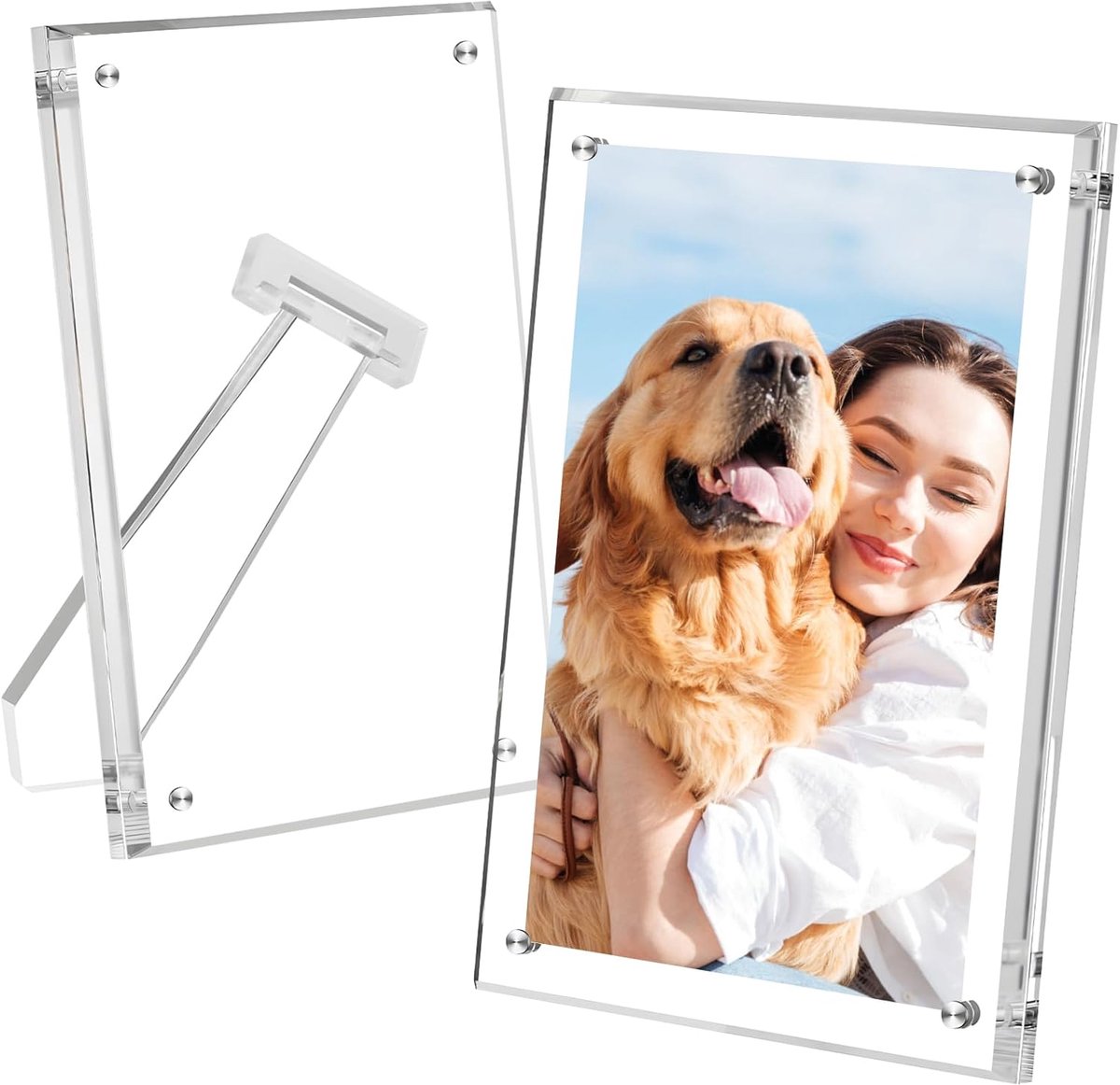 SnelShoppen - 2 Stuks Magnetische Fotolijsten 15 x 20 cm, Dubbelzijdige Acryl Fotolijsten voor Bureau, Flexibele Foto Presentatie voor Thuis of Kantoo