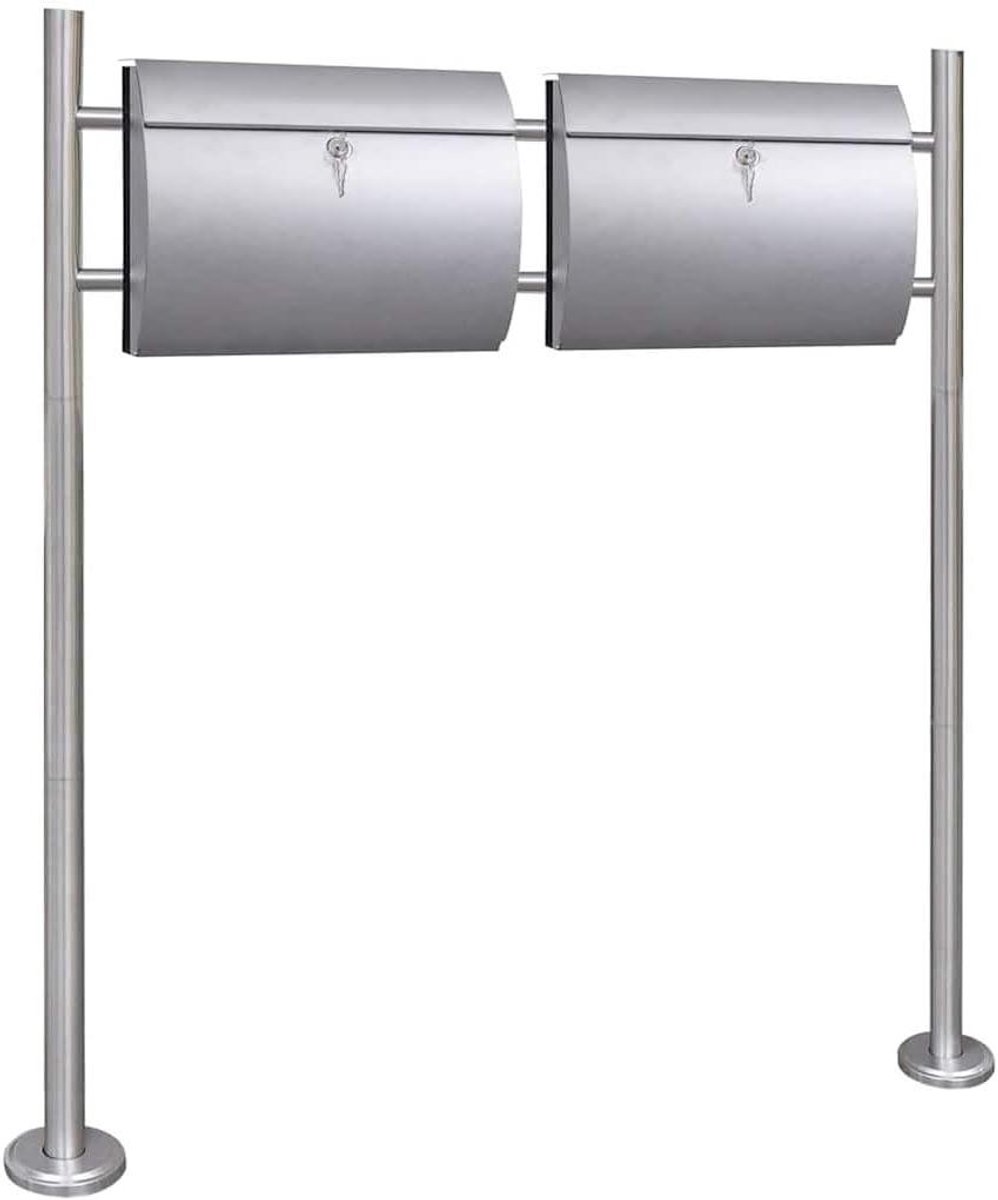 Dubbele Brievenbus - Postbakken Set - Post Ontvangen - Roestvrij Staal - 37.5 x 13 x 31 cm - Zilver