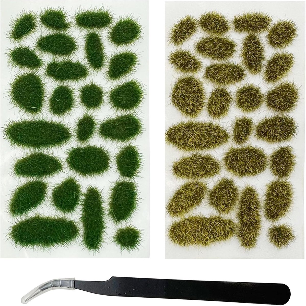 SnelShoppen - 57-delige Static Grass Tuft Landschapsmodel Kit - Hars Terrain met Pincet voor Trein en Spoorweg Kunstgras Modellering (Stijl A)