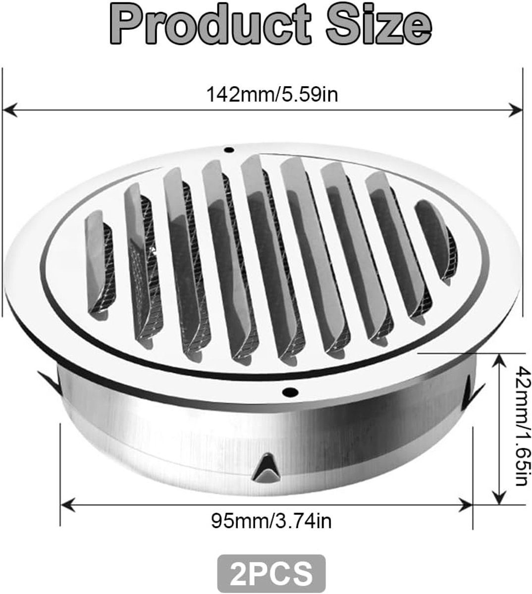 Ventilatie grille 100mm rond - RVS met insectennet - voor wandventilatie in garage, keuken en badkamer - SnelShoppen