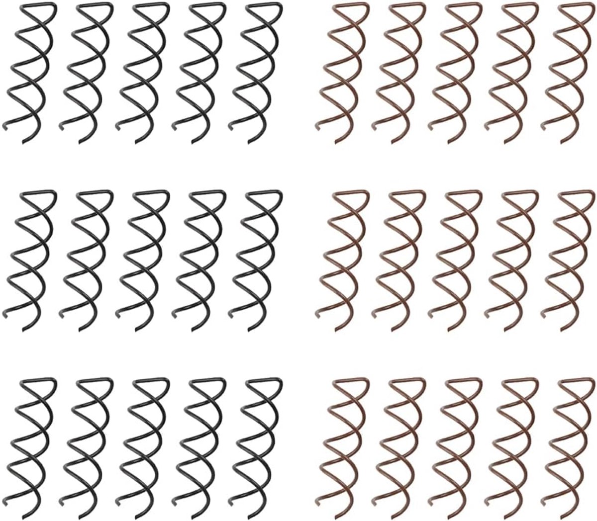 SnelShoppen - 30 Stuks Spirale Haarspelden Twister Haarspeldjes Anti-Kras Met Platte Tips Voor Vrouwen Meisjes DIY Haaraccessoires Zwart en Koffiekleu