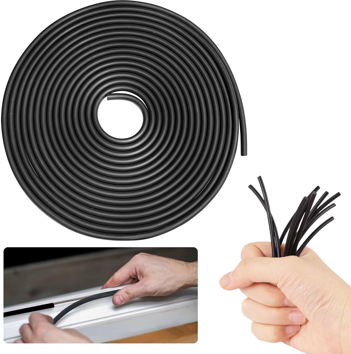 Sealing cord 15 m Ø3mm - EPDM rubber - zwart - voor afdichting van voegen - ShopVlot