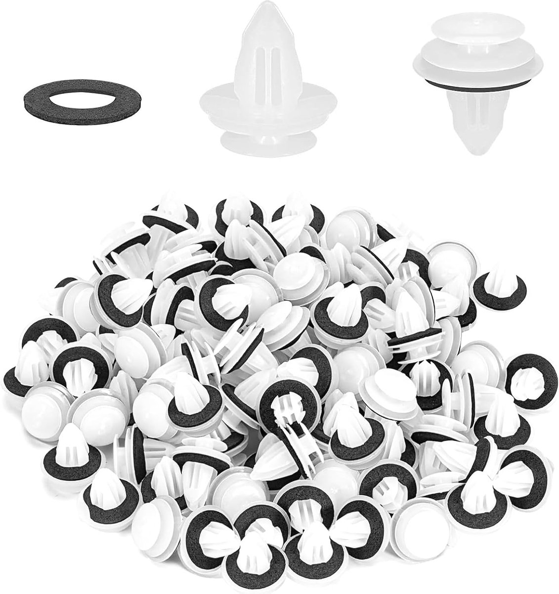 SnelShoppen - 100 Stuks Auto Trim Clips, Universele Bevestigingsclips, Spuitrivetten met Sponskussen, Plastic Deurtrim Clips voor Auto Interieur