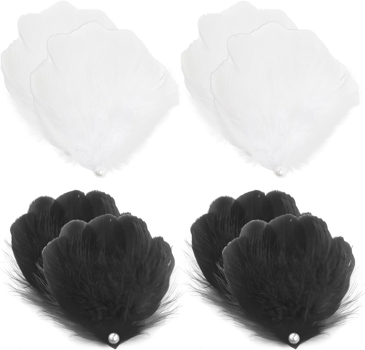 SnelShoppen - 4 paar lente haarspelden, creatieve haaraccessoires, eenvoudige haarpins, zwart en wit, perfect voor dans evenementen en kapsels
