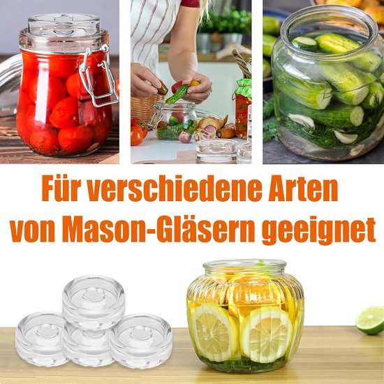 SnelShoppen - Fermentatie Gewichten, 4 Stuks Glas Gewichten voor Fermentatie, Ø 7cm, Kimchi Fermentatie Gewicht voor Wecken en Inleggen, Keuken Access van Snelshoppen — afbeelding 4