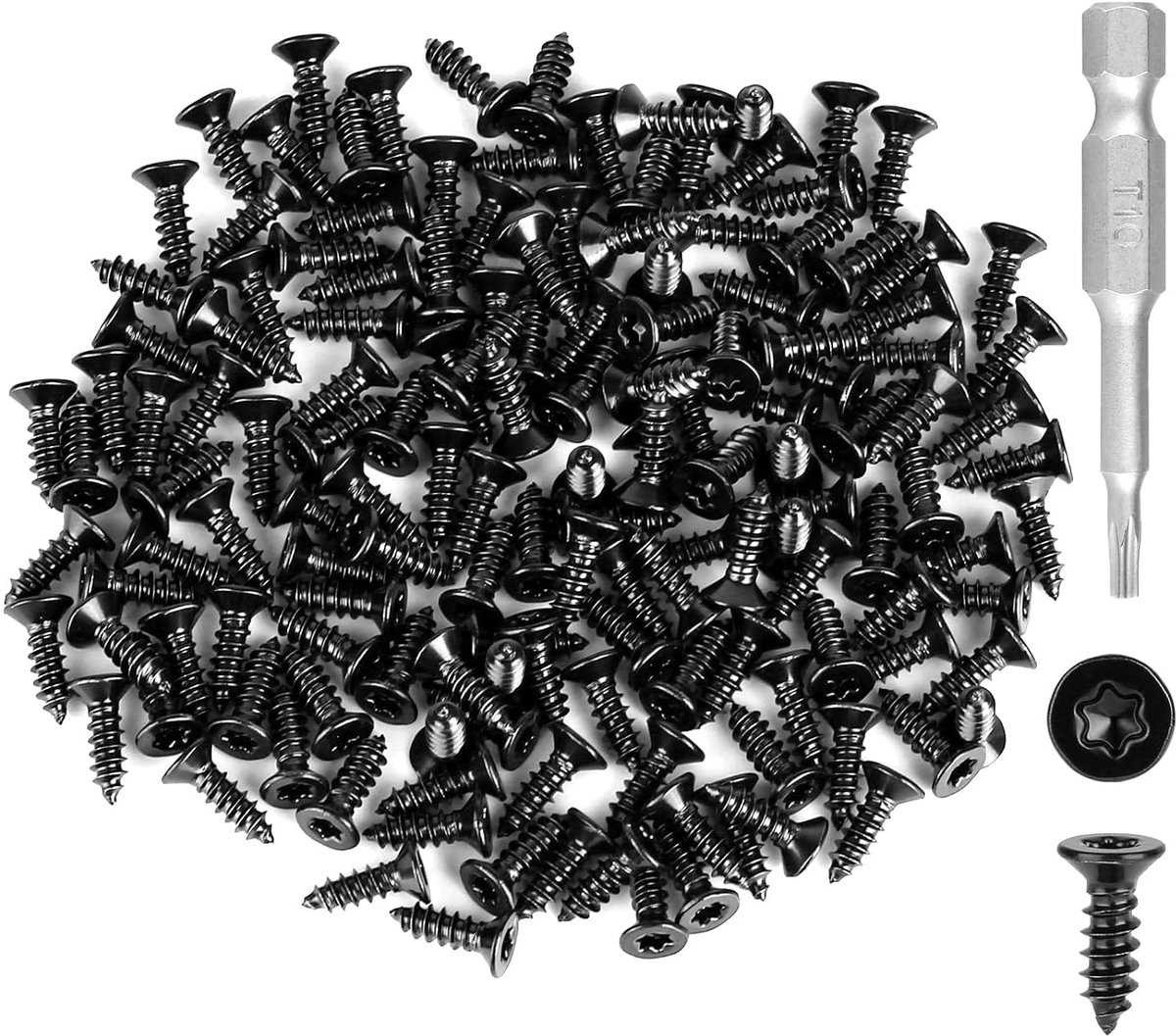 150pcs Torx Wood Screws, Stainless Steel Screws Black, M3*10mm Zinc Head Plate Screws, Universal Self Drilling Screws - ShopVlot