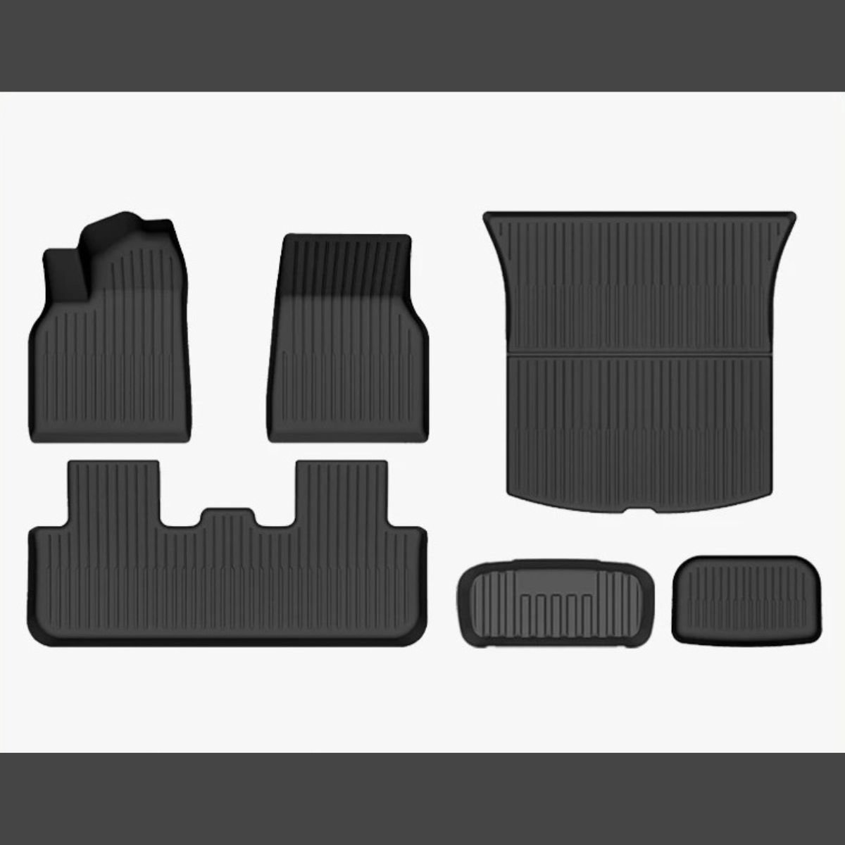 Tesla Model Y Juniper Standard RWD Rubber Mattenset – Interieur, Trunk, Subtrunk en Frunk – Interieur Accessoires