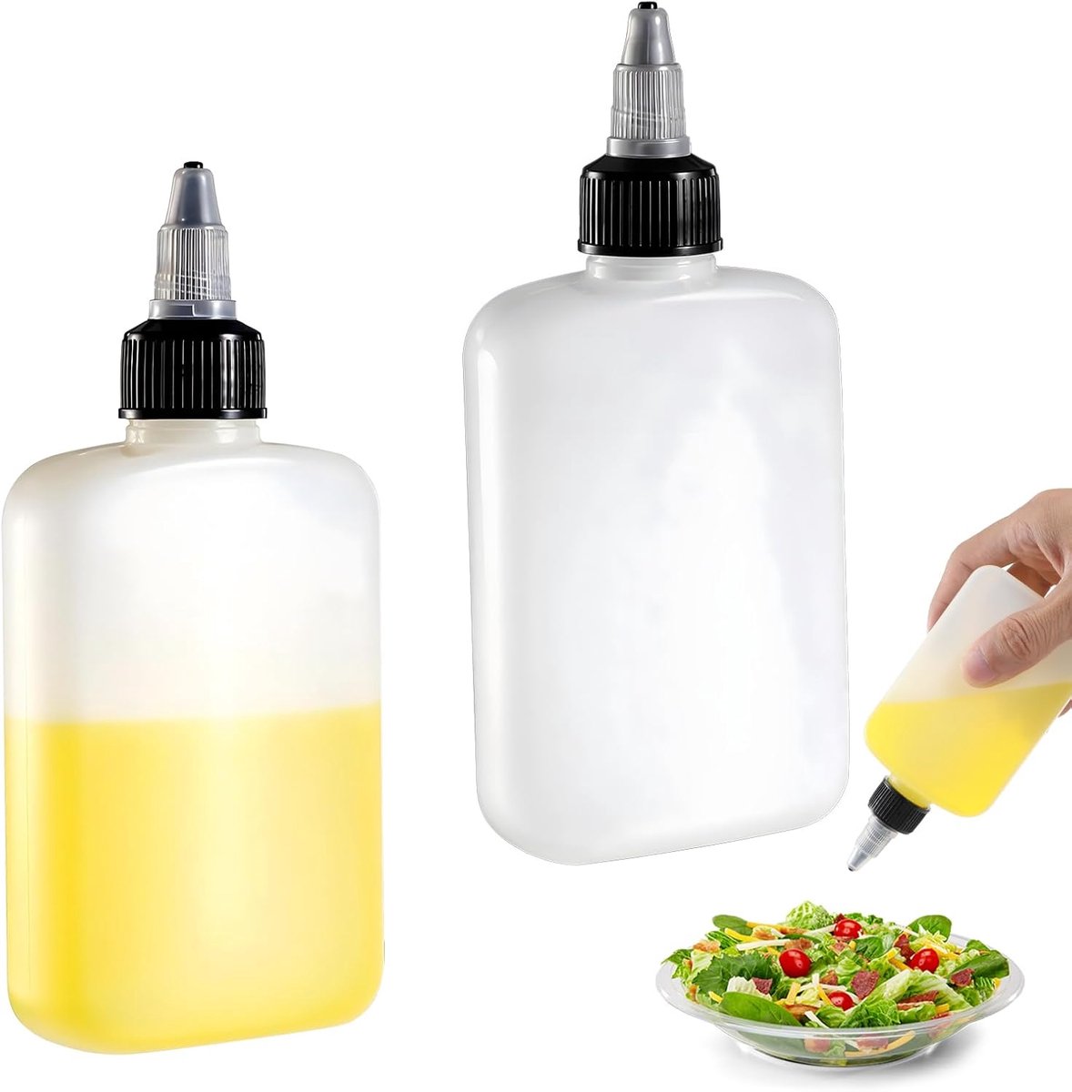 Knijpfles - Mini Olie- en Kruidenfles voor Camping en Keuken - Herbruikbare Doseerfles met Knijpdop - Inhoud 120 ml - 2 Stuks