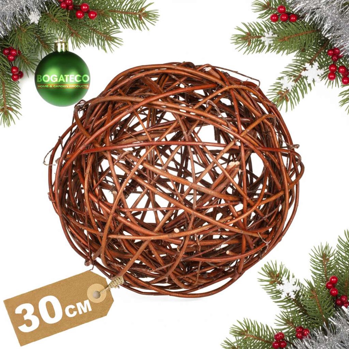BOGATECO decoratieve bal 30 cm | Wilgenbal in 4 maten | Wilgenbal tuinbal decoratieve bal voor tuin, balkon en terras