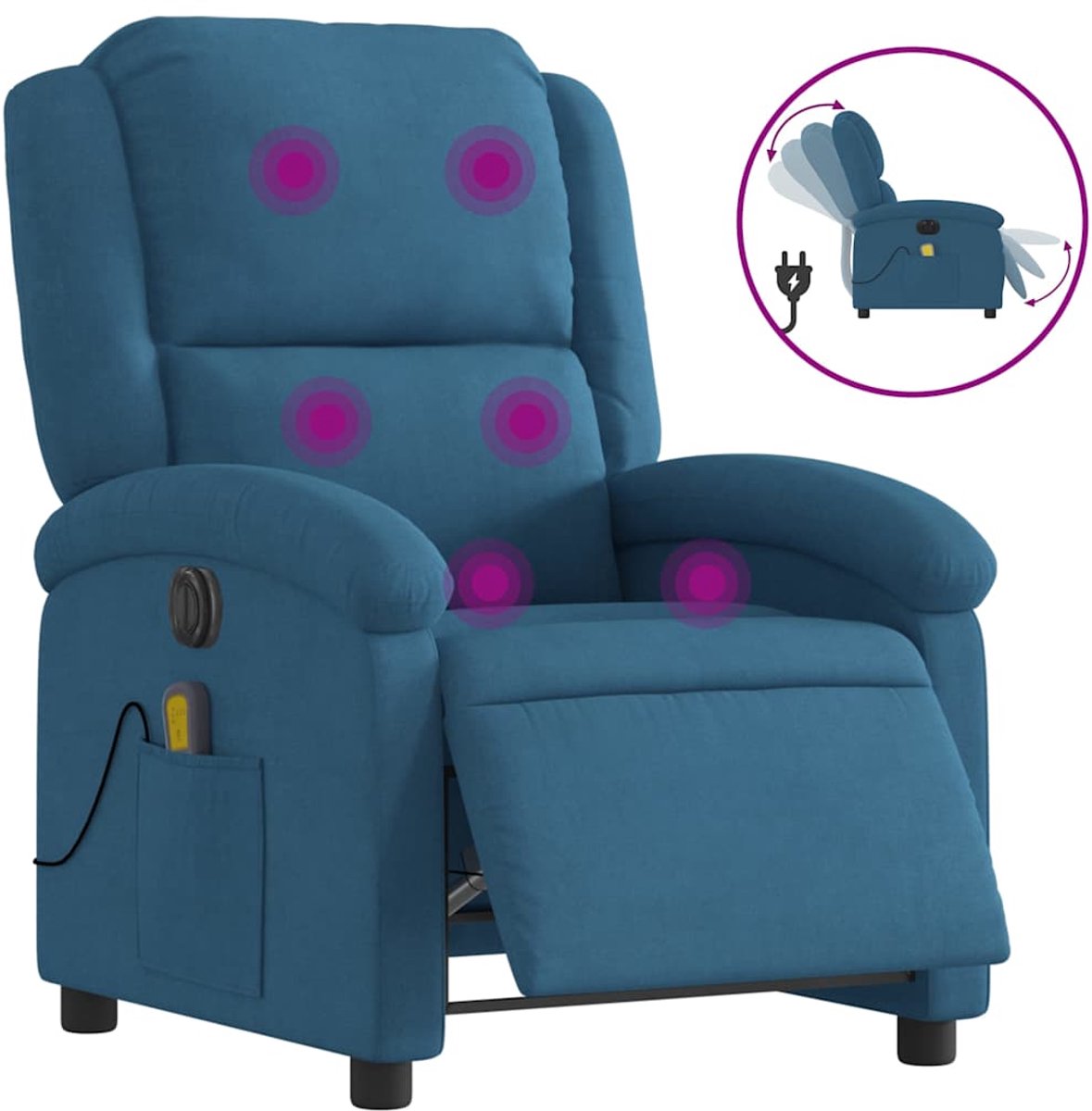 vidaXL Massagestoel Elektrisch Verstelbaar Fluweel Blauw