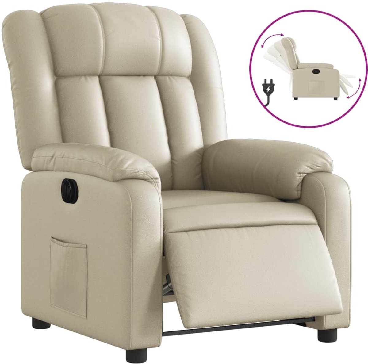 vidaXL Fauteuil - elektrisch - verstelbaar - kunstleer - crèmekleurig